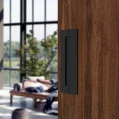 Vista 5 de Orgerphy Juego de 2 tiradores negros de 7 pulgadas para puerta de granero, mango invisible simple y resistente para puertas, garajes, cobertizos