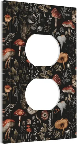 Vista 111 de Cubiertas de Enchufe Dúplex de 1 Gang con Hojas Florales de Eucalipto Azul en Acuarela, Placa Frontal Decorativa para Interruptor de Luz, Placa
