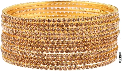 Vista 6 de Efulgenz - Brazalete con estrás indio de cristal CZ, brazalete nupcial de Bollywood para joyería de mujer Dorado