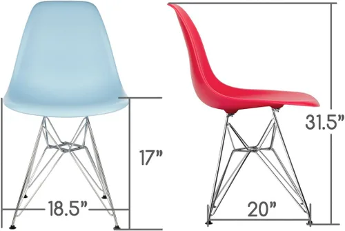 Vista 2 de Markle Cool Grey - Silla de comedor DSR tapizada con tela de cuero sintético gris frío con patas de acero negro