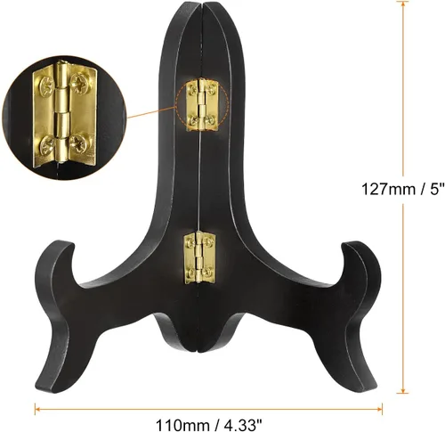 Vista 2 de uxcell Soporte de placa de caballete de 5", soporte de exhibición plegable de madera negro para marco de imagen decorativo