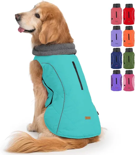 Vista 18 de EMUST Chamarras para perros, talla pequeña/mediana/grande, abrigo de invierno para perros grandes, azul oscuro, XL