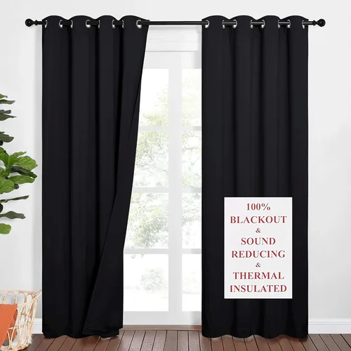 Vista 39 de NICETOWN Cortinas opacas para ventanas de sombreado completo, súper resistentes, con forro absorbente de ruido, para dormitorio, tratamiento