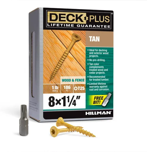 Vista 40 de Deck Plus Tornillos para valla y madera exterior con revestimiento epoxi de 2-1/2 pulgadas #10 x 2-1/2 pulgadas, rosca gruesa incluida, tornillo