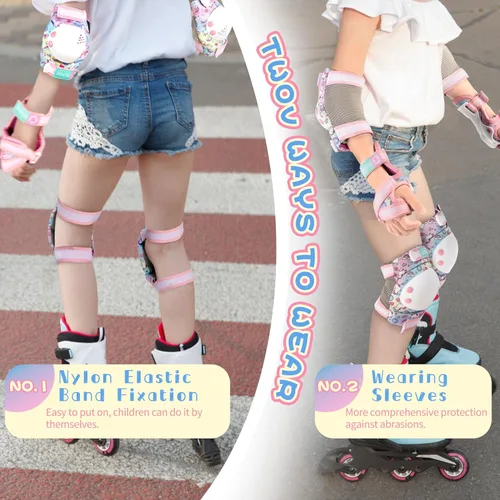 Vista 7 de SULIFEEL Patines ajustables para principiantes con rodilleras arcoíris Unicorn Dazzle S