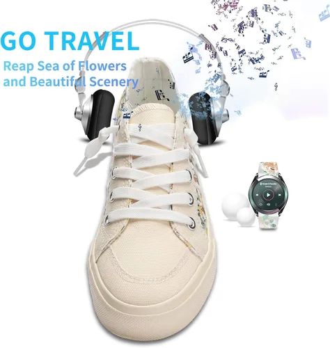 Vista 6 de Obtaom Play - Tenis de lona para mujer, color blanco deslavado y estampado de leopardo, sin cordones, a la moda