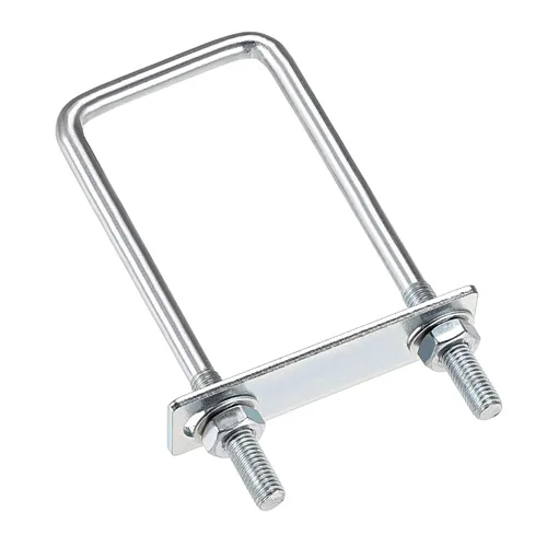 Vista 15 de uxcell Pernos cuadrados en U de 1 "(25 mm) de ancho interior de acero al carbono M8 con tuercas, placa de marco, arandelas redondas, juego de 2