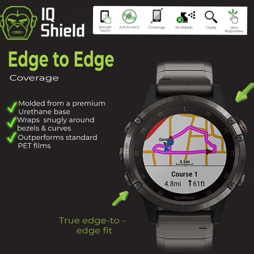 Vista 5 de IQShield Paquete de 6 protectores de pantalla para Garmin Fenix 5/Garmin Fenix 5 Plus antiburbujas, antiarañazos, película de TPU transparente