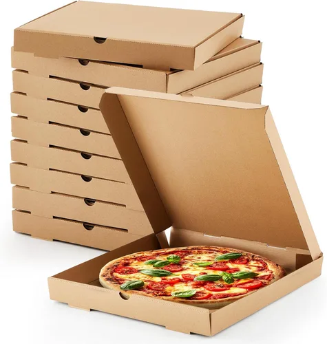 Fullhawl 10 cajas de pizza corrugada de 14 x 14 pulgadas, resistentes a la grasa, cajas de embalaje para pasteles, galletas, alimentos y manualidades