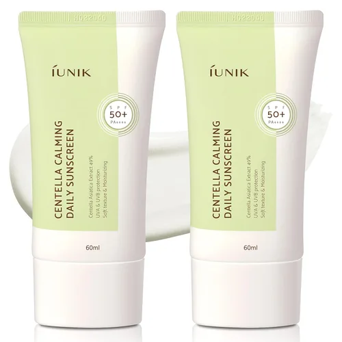IUNIK Centella Calming Moisture Daily Sunscreen SPF 50+ PA +++ Mate & No White Cast Centella Asiatica Dry Graso Sensible Vegano Coreano Cuidado de