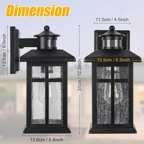 Vista 2 de Brilvibera Luz de Pared Exterior con Sensor de Movimiento - Iluminación Exterior Actualizada del Atardecer al Amanecer, Accesorio de Iluminación
