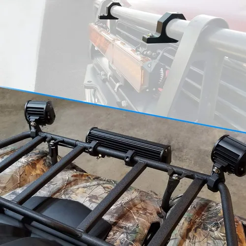 Vista 7 de Nilight Kit de soporte de montaje con abrazadera de barra horizontal para barra de luz LED todoterreno en portaequipajes de techo, soporte de jaula