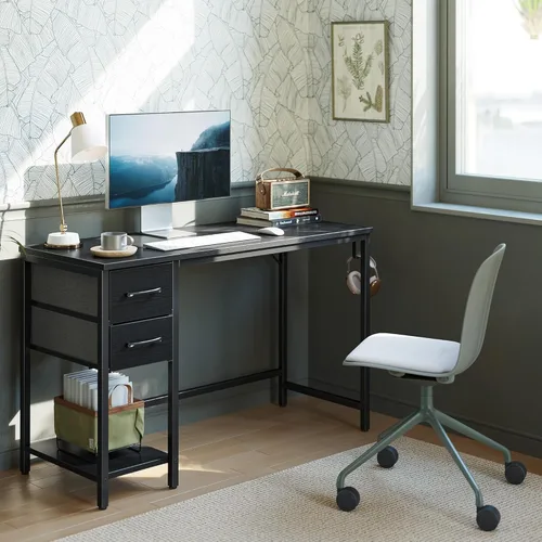Vista 2 de Cubiker - Escritorio para computadora en casa, oficina, escritorio con cajones, mesa de estudio y escritura, escritorio para computadora moderno