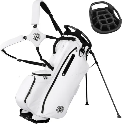Vista 8 de Shopsource Bolsa de golf de 14 vías, bolsa de golf ligera con soporte para hombres y mujeres, bolsas de golf de pie con doble correa ergonómica