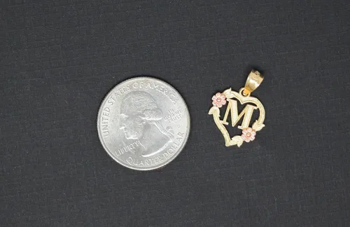 Vista 2 de Colgante de corazón de dos tonos de 10 quilates para mujer en oro amarillo y rosa