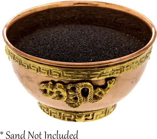 Vista 4 de Alternative Imagination Cuenco de Cobre de Dragón – Cuenco de Ofrenda para Uso en Altar, Ofrendas Rituales, Decoración del Hogar Brujesco – Soporte