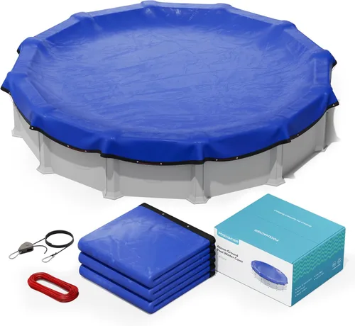 Vista 9 de POOLHACKER - Cubierta de piscina de invierno de 12 pies, redonda, 12 pies sobre el suelo, cubierta de piscina 420D extragruesa con extensión