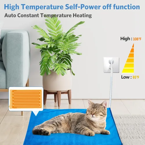 Vista 5 de MARUNDA Almohadilla térmica para mascotas, almohadilla térmica eléctrica para mascotas y gatos y perros, impermeable para interiores, temperatura