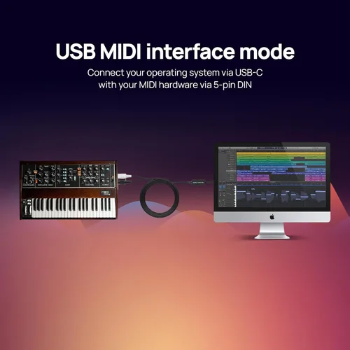 Vista 3 de CME C2MIDI Pro - Cable MIDI USB-C de doble propósito con filtro, mapeador y enrutador - Interfaz USB a MIDI Plug & Play - Cable MIDI independiente