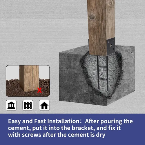 Vista 5 de Paquete de 4 anclajes de poste en forma de U, base de poste de 4 x 4 pulgadas para hormigón, producto patentado de diseño, calibre 11, 0.118