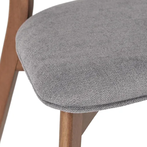 Vista 9 de GDFStudio Chazz Mid-Century - Juego de 2 sillas de comedor con marco de mediados de siglo, juego de 2 piezas, gris oscuro y acabado de nogal natural