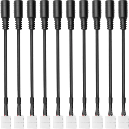 Vista 8 de LightingWill Paquete de 10 unidades de conector de tira LED de 2 pines a presión en forma de L para esquina en ángulo recto o conexión de giro