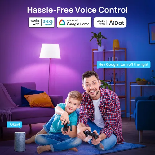 Vista 2 de Consciot - Bombillas inteligentes, bombilla LED que funciona con Alexa y Google Home, sincronización de música, bombilla RGBTW que cambia