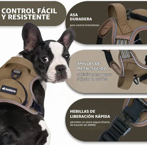 Vista 4 de Arnés sin tirones para perros pequeños, ajustable sin estrangulamiento, chaleco para mascotas con correa para perro, arnés reflectante inteligente