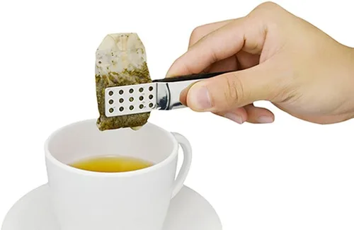 Vista 4 de Luxshiny 2 pinzas de acero inoxidable para bolsitas de té, mini pinzas para bolsitas de té, exprimidor de azúcar, para té, cubitos de hielo, azúcar