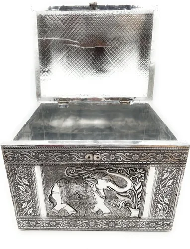 Vista 3 de Artist Unknown - Cofre de aluminio Oduduwa - Vintage, plata, 8.5 pulgadas