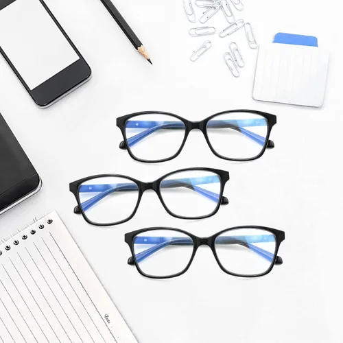 Vista 7 de 3 Pack Progressive Multifocus Reading Glasses Blue Light Blocking Multifocal Readers for Women Men with Spring Hinge