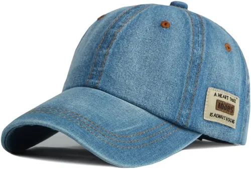 Vista 6 de Sombrero de mezclilla vintage envejecido, mezclilla lavada con ácido ligero, clip ajustable para ajuste universal