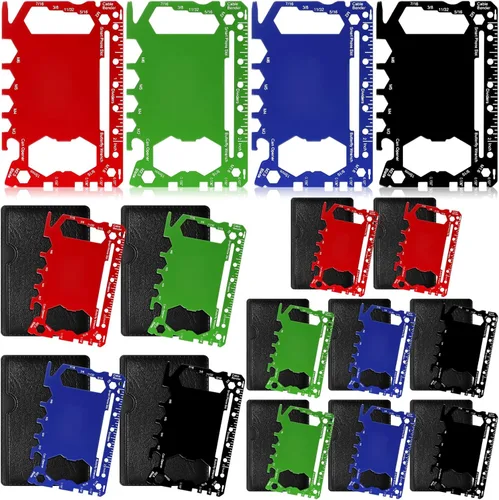 Vista 7 de Cholemy 12 carteras para tarjetas de crédito, multiherramienta 46 en 1, herramienta de bolsillo de supervivencia de acero inoxidable multiusos, Negro