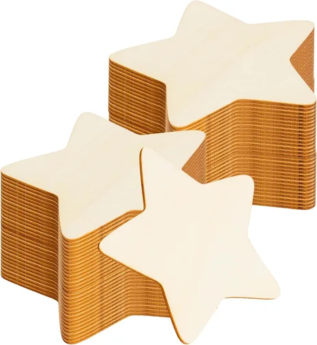 Vista 8 de 50 piezas de madera en blanco sin terminar, adornos de madera natural de 4 pulgadas para proyectos de manualidades y decoración de bodas de fiesta