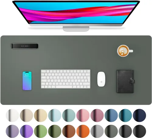 Vista 39 de Aothia - Protector de escritorio de cuero sintético impermeable y antideslizante para laptop, escritura y mouse, para oficina y hogar, 23.6 x 13.7