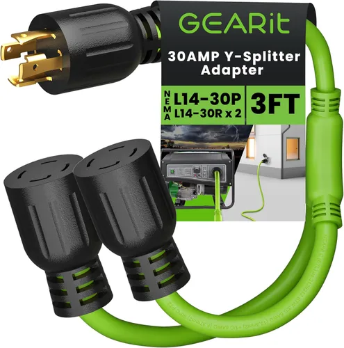 Vista 10 de GEARit Cable de extensión para generador de 30 amperios, 120/250 voltios, 4 puntas, 7500 W, NEMA L14-30P/L L14-30R, cable de alimentación de bloqueo