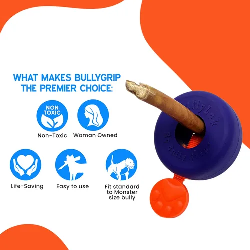 Vista 5 de Bully Grip Bully Lok - Soporte de palo para perros, dispositivo de seguridad para perros, evita asfixia perros pequeños, medianos y grandes, queso