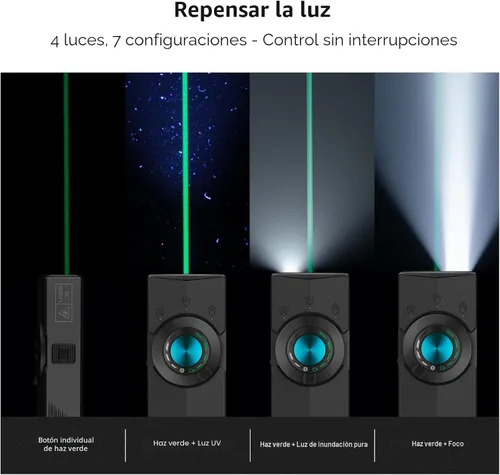 Vista 4 de OLIGHT - ArkPro EDC Linterna plana recargable, haz verde, LED UV y blanco, 1500 lúmenes, USB-C, linterna de bolsillo, luz de inundación puntual