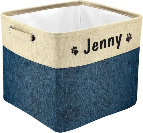 Vista 14 de PET ARTIST Cesta plegable de almacenamiento de juguetes para perros con nombre personalizado de la mascota, caja de almacenamiento rectangular