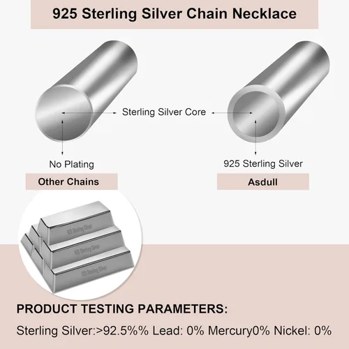 Vista 2 de ASDULL 925 Sterling Silver Clasp Rope Chain 22.5345mm Necklace for Men Silver Link Chain for Women 16-30 Inches