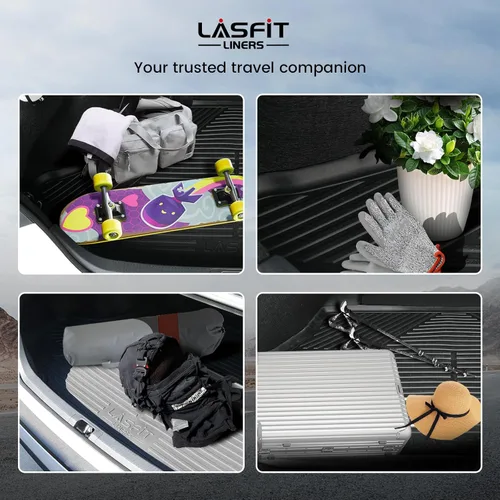 Vista 8 de LASFIT Alfombra de maletero en elastómero termoplástico para camioneta para todo tipo de clima, forro de carga, ajuste personalizado, negro
