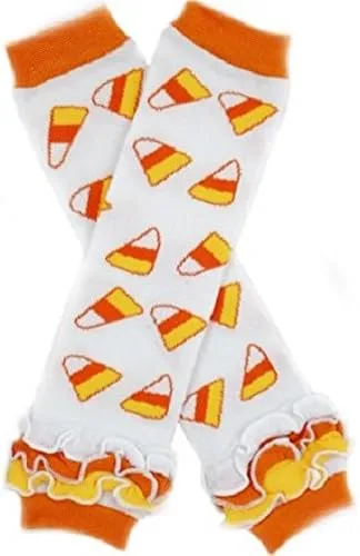 Baby Candy Corn Halloween Ruffle Leg Warmers