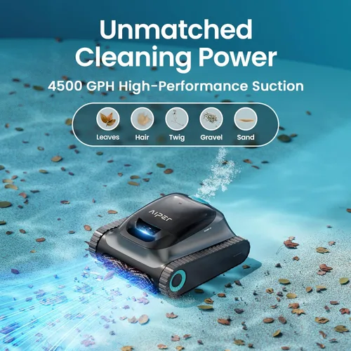 Vista 13 de Aiper Scuba S1 - Limpiador robótico de piscina, limpieza de paredes y líneas de flotación, robot de piscina inalámbrico con 4 modos, navegación