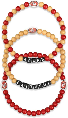 FOCO NFL unisex-adult NFL Team Logo Officially Licensed 3-Pack Beaded Friendship Bracelets