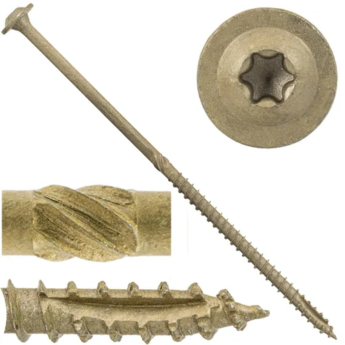 Vista 26 de Jake Sales Tornillo de retraso de construcción #17 x 10 con revestimiento exterior Torx/Star Drive Tornillo estructural de alta resistencia muy