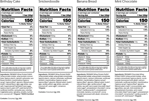 Vista 6 de ProMix Nutrition Barras de proteína de soplado - Paquete surtido - Pastel de cumpleaños, Snickerdoodle, Pan de plátano, Menta y chocolate - Delicia