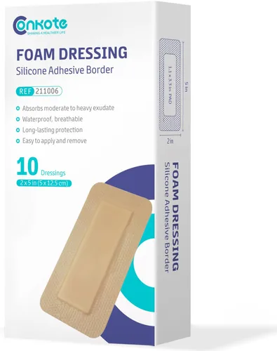 Vista 11 de Conkote Apósitos de espuma de silicona de 2 x 2 pulgadas, vendajes grandes para el cuidado de heridas, caja de 10 apósitos