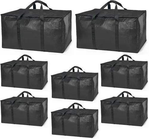 Vista 12 de ClearSpace Bolsas de mudanza resistentes o bolsas de almacenamiento – Contenedores de almacenamiento negros con tapas, cajas de mudanza grandes