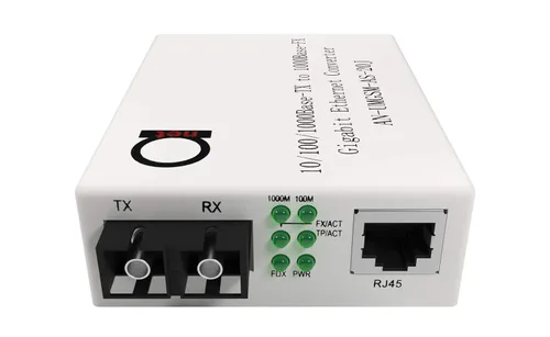 Vista 7 de Convertidor de medios de fibra Gigabit monomodo - Módulo de fibra integrado 12.4 mi (12.42 millas) SC - a UTP Cat5e Cat6 10/100/1000 RJ-45 - Sensor