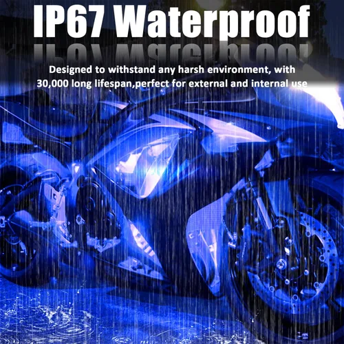 Vista 4 de Tira de 15 luces LED de 12 V, de 30 cm, resistente al agua, flexible para parte inferior de faros de auto, azul, 20